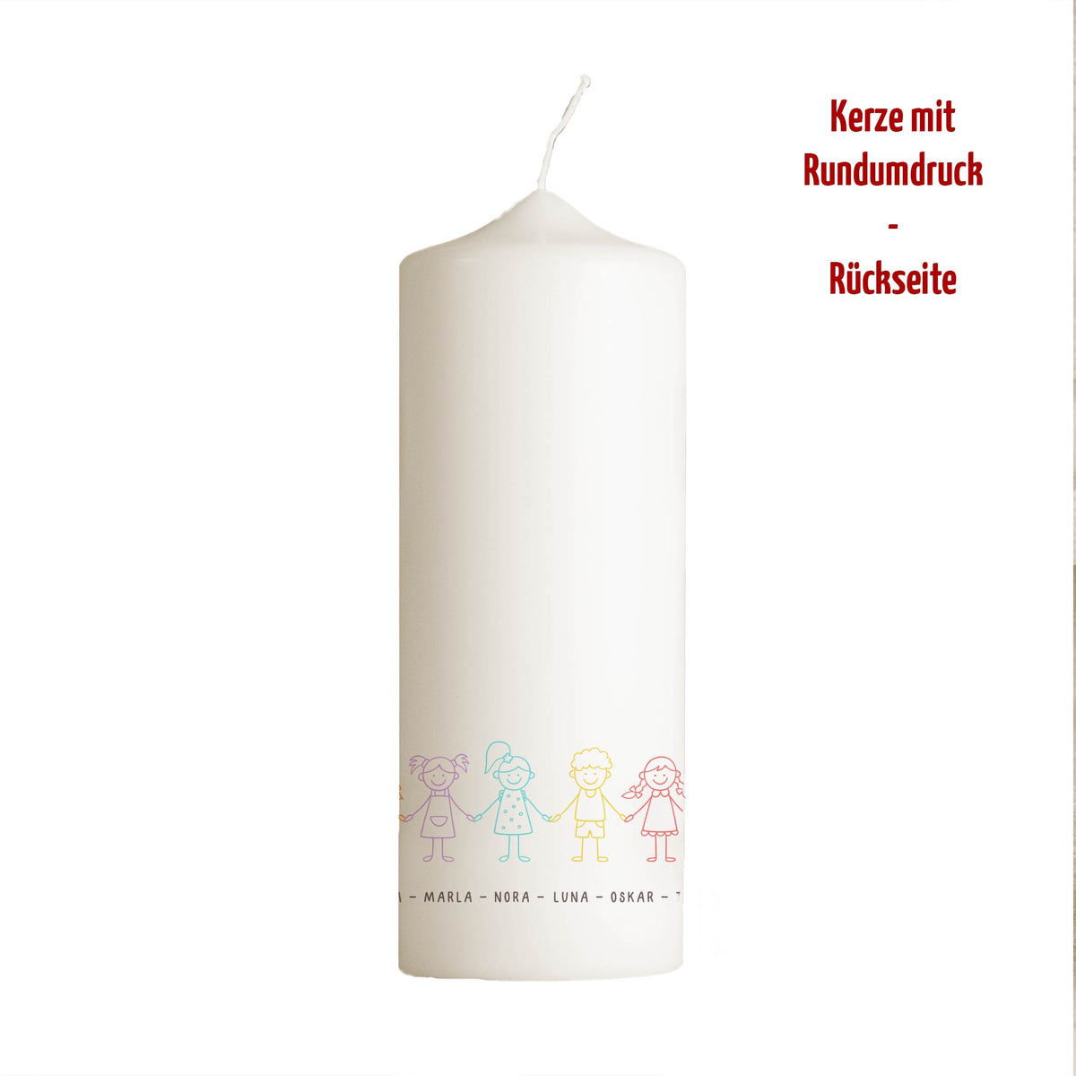 Kita Abschiedskerze „Kinderreihe“ | Personalisiert mit Namen | Geschenk Erzieherin | Rundumdruck | 15–30 cm