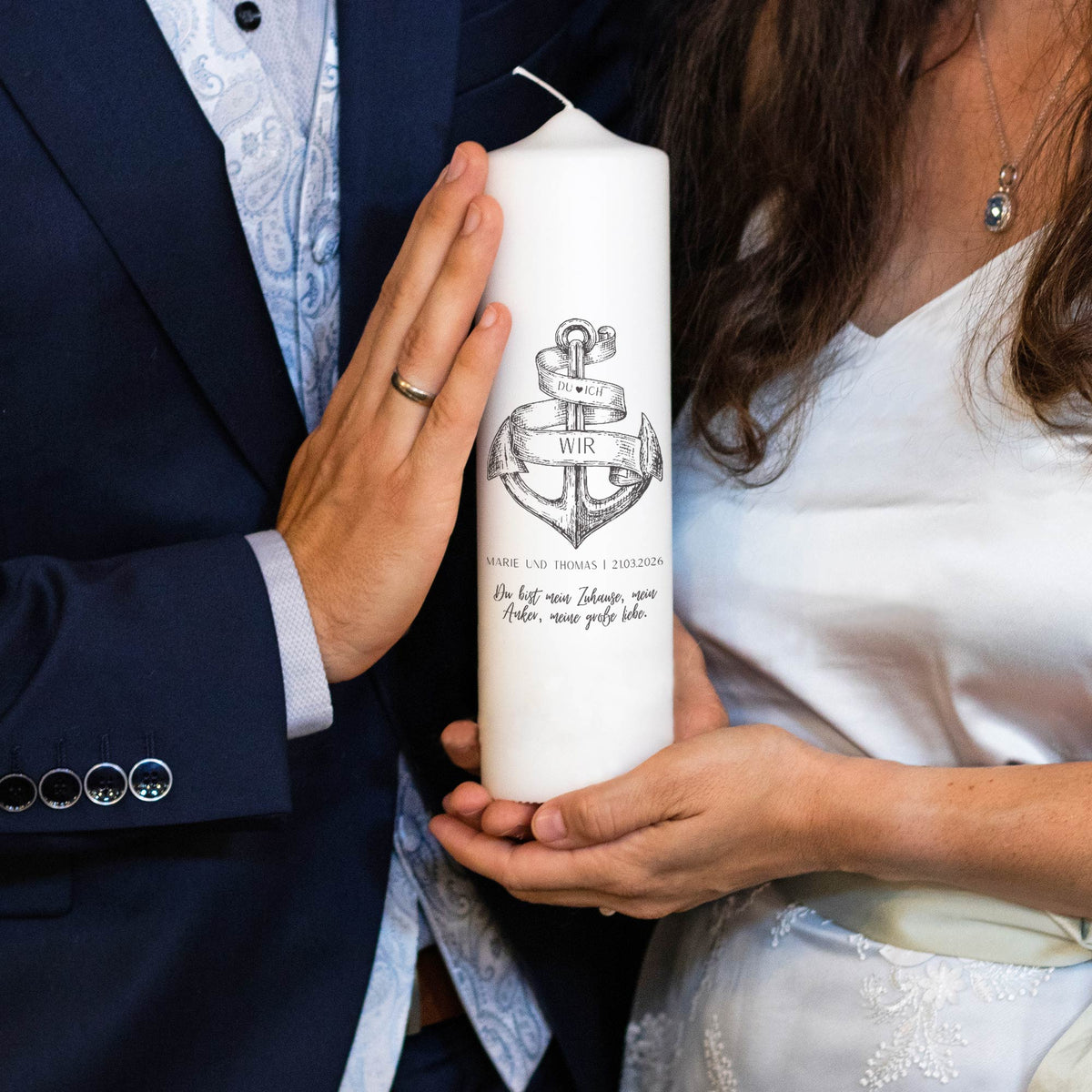 Personalisierte Hochzeitskerze Anker