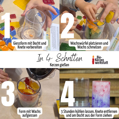 Wachswürfel für Kerzen Gießen | 500 g | Kreative Kerzenherstellung | Handgefertig aus Paraffin |  Bunte Wachs-Cracker für Einzigartige Effekte | Bastelabend