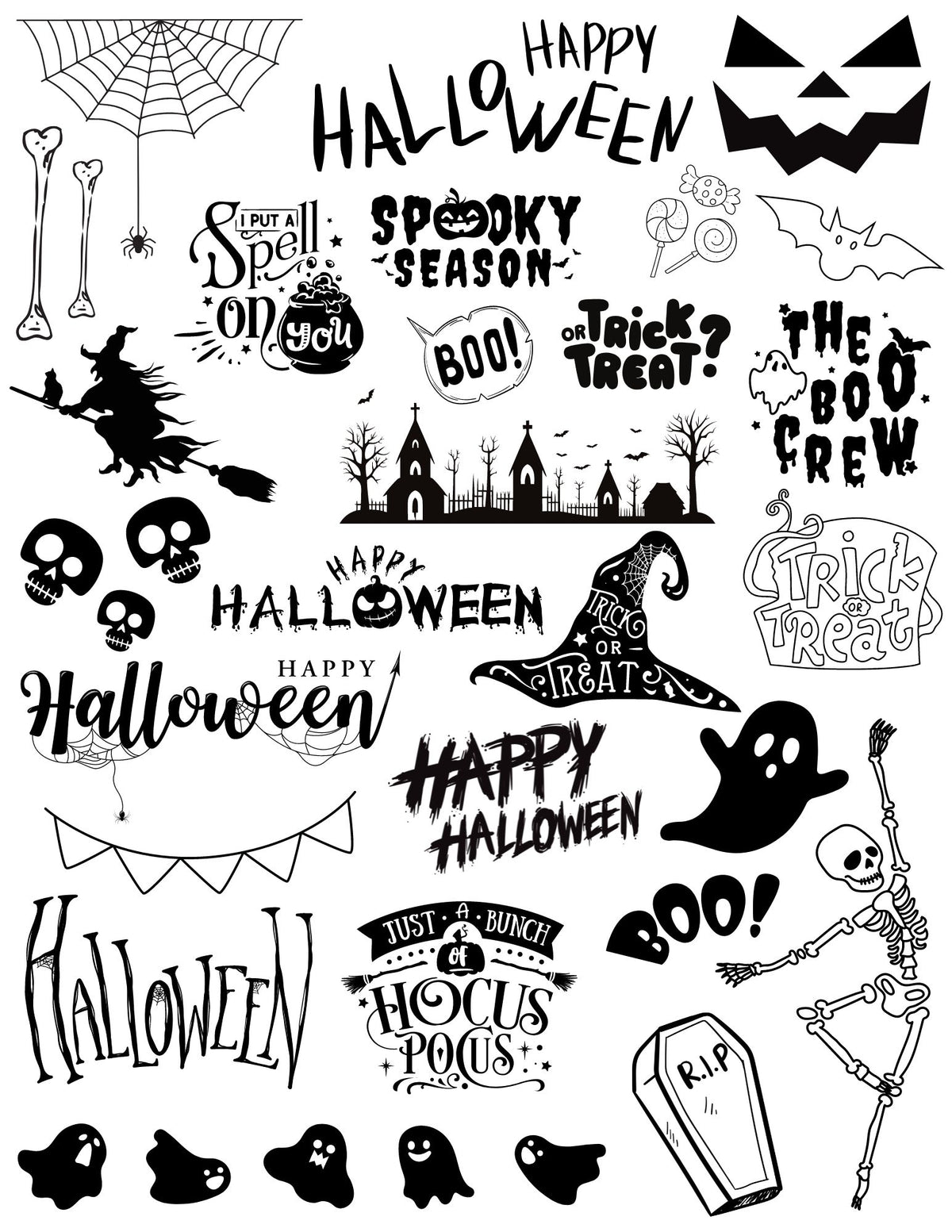 Kerzentattoos Halloween Monochrom | Kerzenfolie | Bastelset für Kerzen | Herbst | Geschenk | Basteln | Kerzensticker