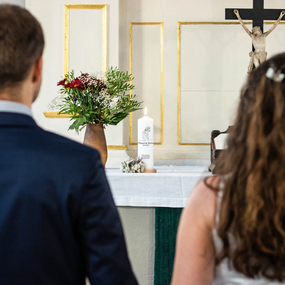 Hochzeitskerze | Brautpaar | 15 - 30 cm Höhe | Traukerze | Personalisierte Kerze
