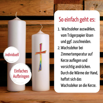 Wachsdekor Fische für Kerzen | Taufkerze & Hochzeitskerze gestalten | Haftet auf Wachs, Papier & Glas pink (Kopie)