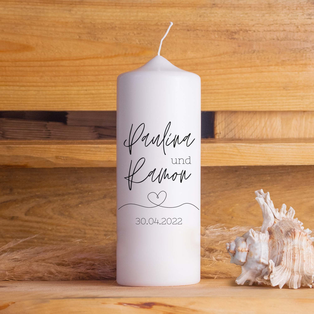 Hochzeitskerze | Monochrom | 15 - 30 cm Höhe | Traukerze | Personalisierte Kerze