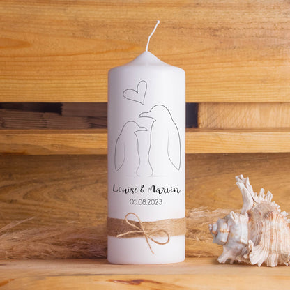 Hochzeitspaket mit personalisierter Hochzeitskerze, Kerzenuntersetzer, Holzbox,  Ringbox und Brautstraußrahmen