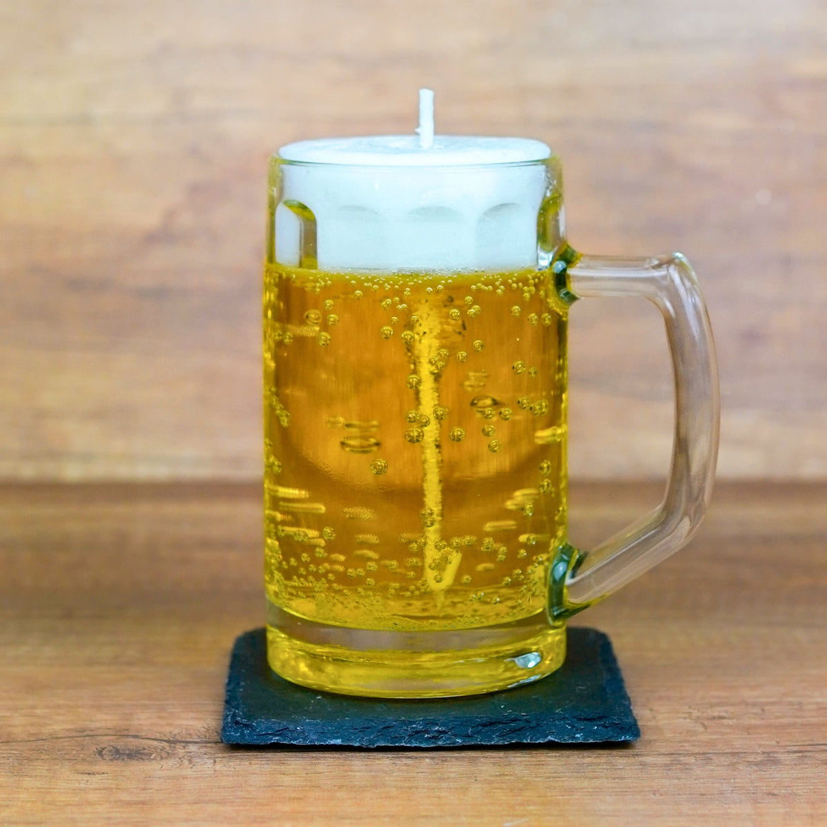 Witzige Bierglas Kerze mit Schaumkrone