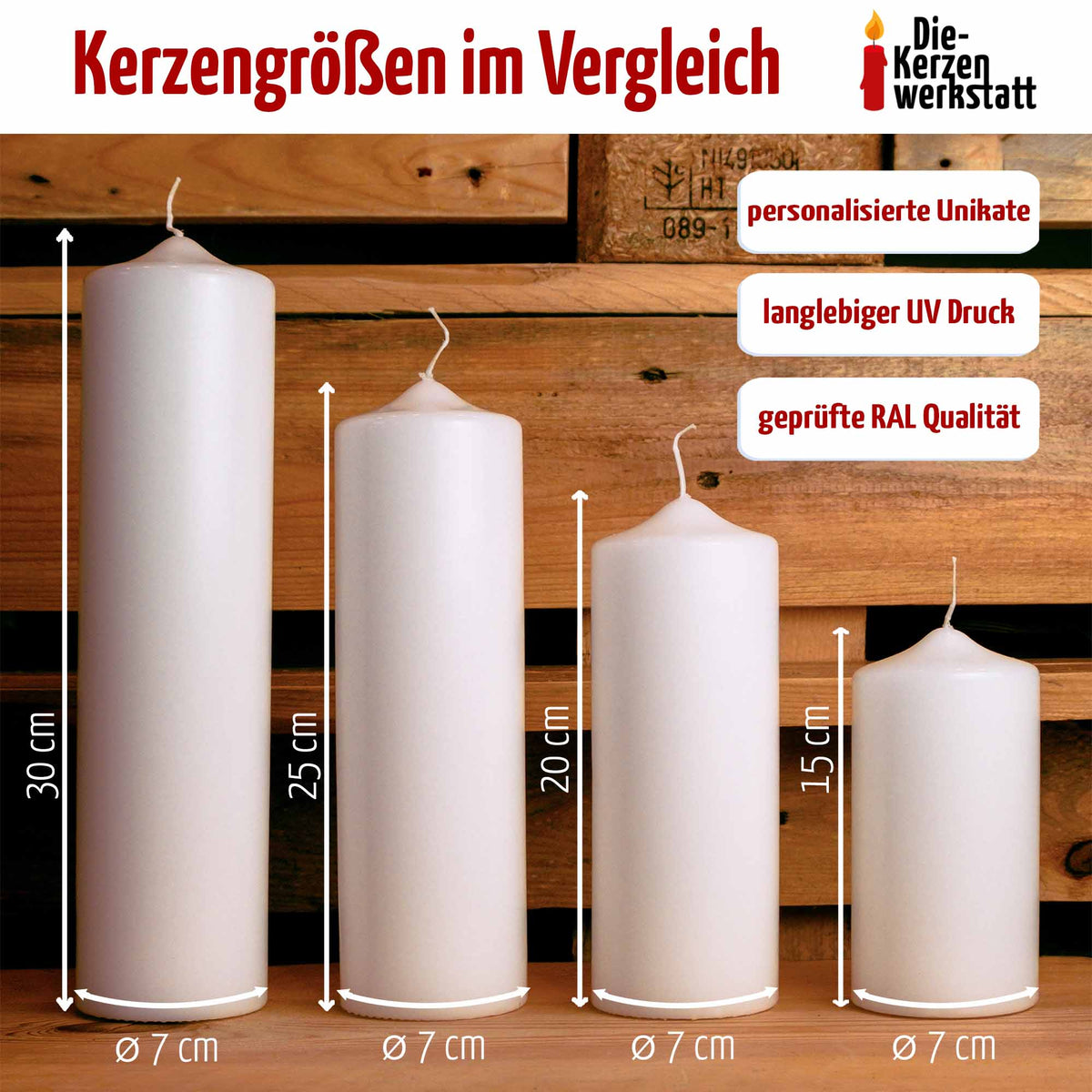 Hochzeitskerze | Eukalyptus mit Goldenen Ringen | Personalisiert