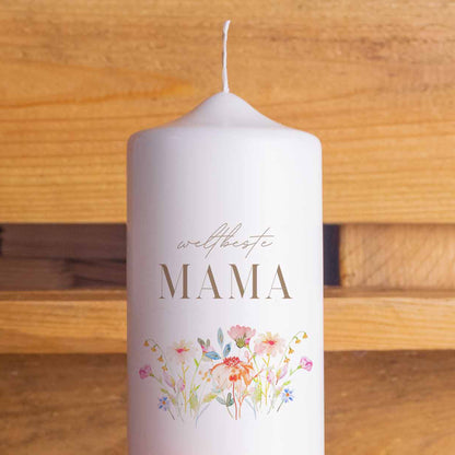 Muttertagskerze Blumen | 20 cm | Geschenkidee Muttertag | Kerze Mama | Geschenk Frau