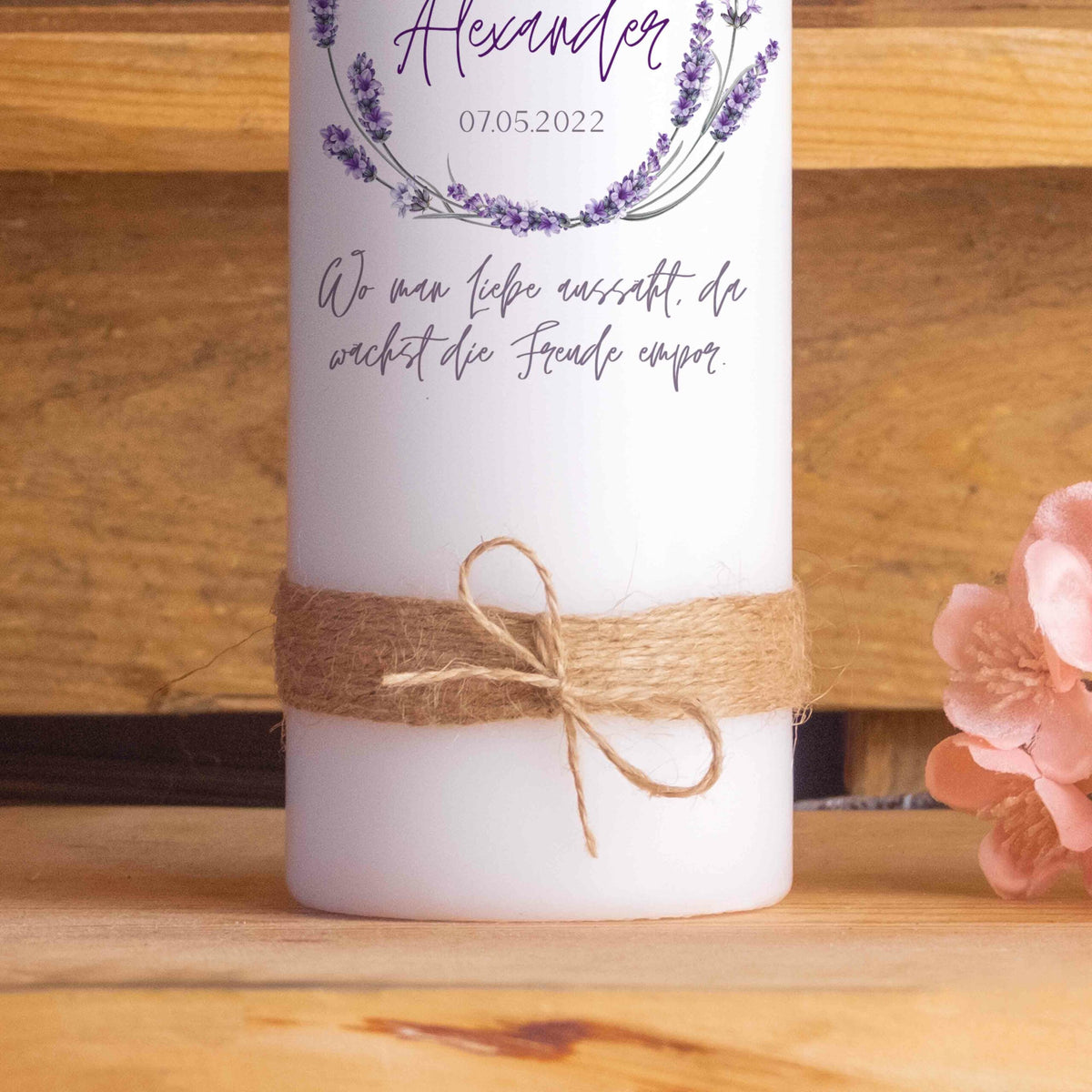 Hochzeitskerze | Lavendel | 15 - 30 cm Höhe | Traukerze | Personalisierte Kerze