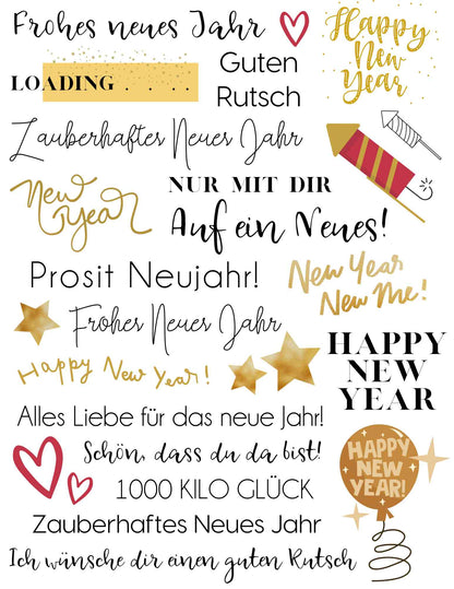 Kerzentattoo-Set-Set Silvester Gold
