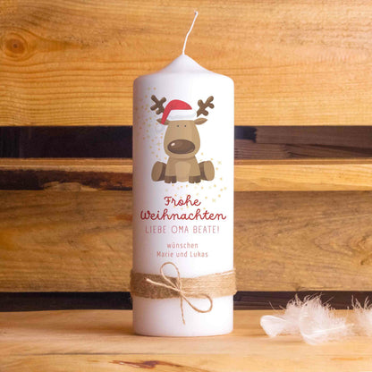 Personalisierte Weihnachtskerze Rentier