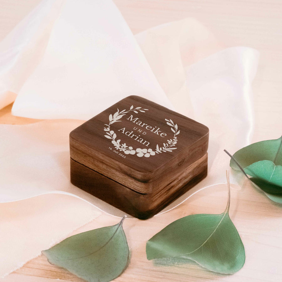 Ringbox Eukalyptus | Ringschatulle Hochzeit | Personalisierte Ringkiste | Mr &amp; Ms l Standesamt | Aufbewahrung l Trauung l Verlobung