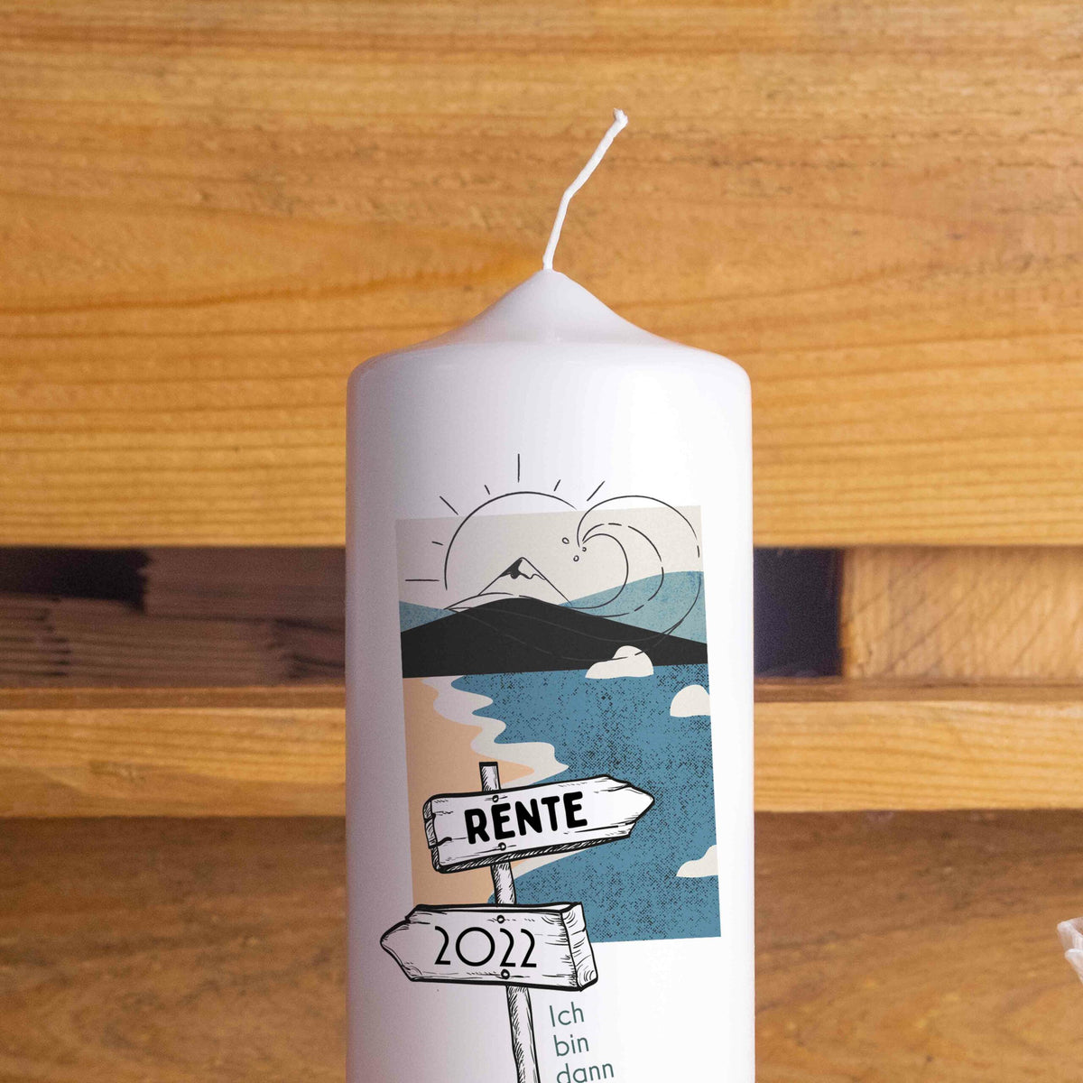 Ruhestandskerze personalisiert | Geschenk zur Rente mit Name & Jahr | 15–30 cm | Kerze „Ich bin dann mal weg“ – mit oder ohne Jutestrick