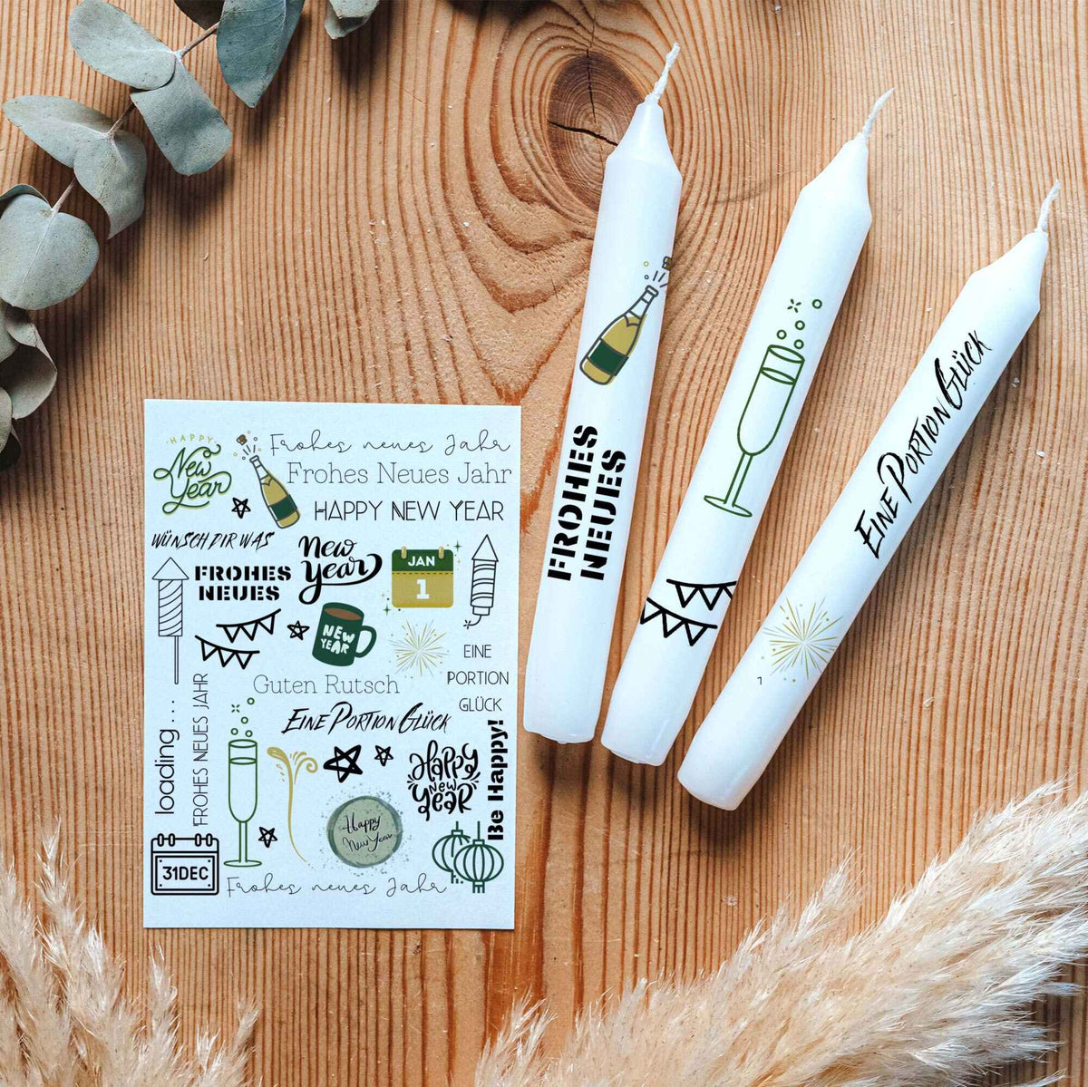 Kerzentattoo Paket für ca. 500 Kerzen | verschiedene Anlässe | Bastelset für Kerzen | Geschenk | Basteln | Kerzensticker