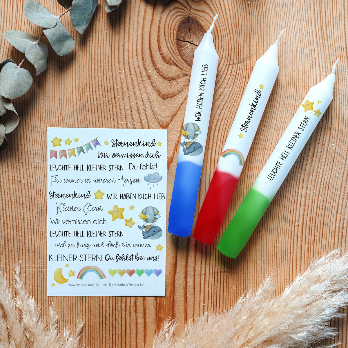 Kerzentattoos Sternenkind | Kerzenfolie | Bastelset für Kerzen Thema "Sternenkind" | Geschenk | Basteln | Kerzensticker
