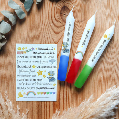 Kerzentattoos Sternenkind | Kerzenfolie | Bastelset für Kerzen Thema "Sternenkind" | Geschenk | Basteln | Kerzensticker