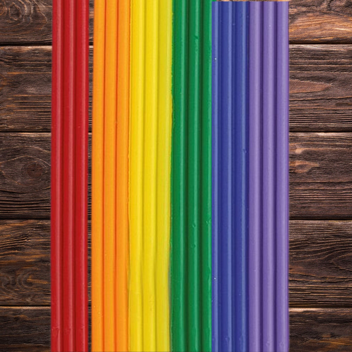 Bunte Wachsstreifen Regenbogen 7 Farben – 21 Streifen, 200 mm