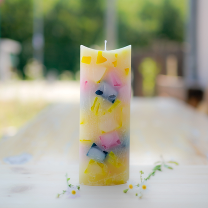 Ovale Wachswürfelkerze Candy in voller Höhe