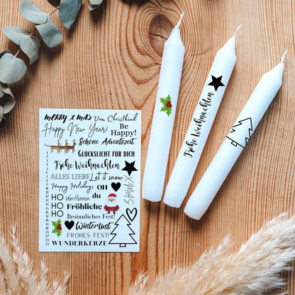 Kerzentattoo Paket für ca. 500 Kerzen | verschiedene Anlässe | Bastelset für Kerzen | Geschenk | Basteln | Kerzensticker
