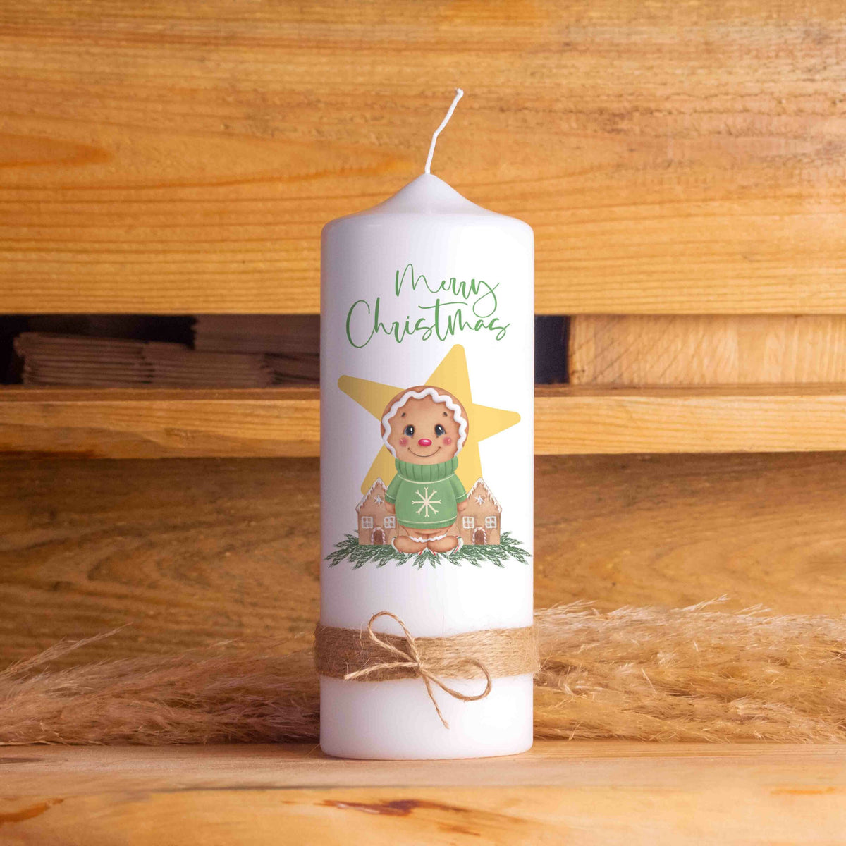 Weihnachtskerze Lebkuchen | Adventskerzen | 20 cm hoch | 7 cm Durchmesser | Weihnachten Kerzen | Advent | Pfefferkuchen
