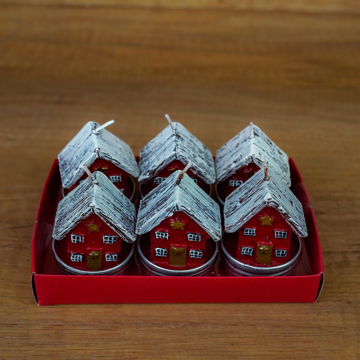 Teelichter Rotes Häuschen im 6er Set – Ansicht 3