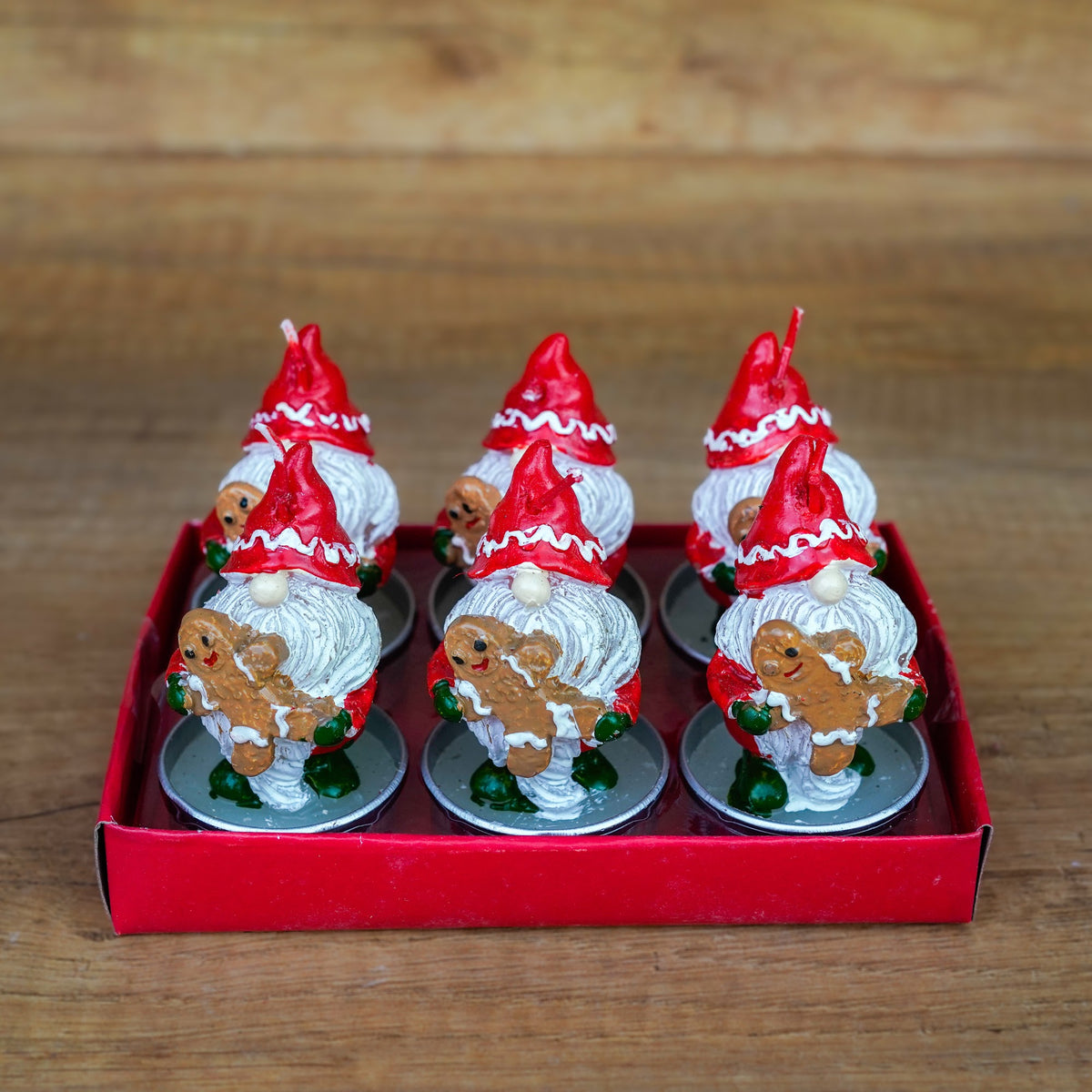 Teelichter Wichtel mit Lebkuchenfigur im 6er Set – Ansicht 1
