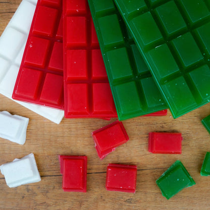 Weihnachtsmix Wachstafeln: 2× Grün, 2× Rot, 1× Deckweiß – Wachswürfel für Weihnachtskerzen