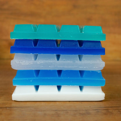 Wachswürfel Wintermix – 5 Wachstafeln in Hellblau, Blau, Türkis, Weiß transparent und Deckweiß